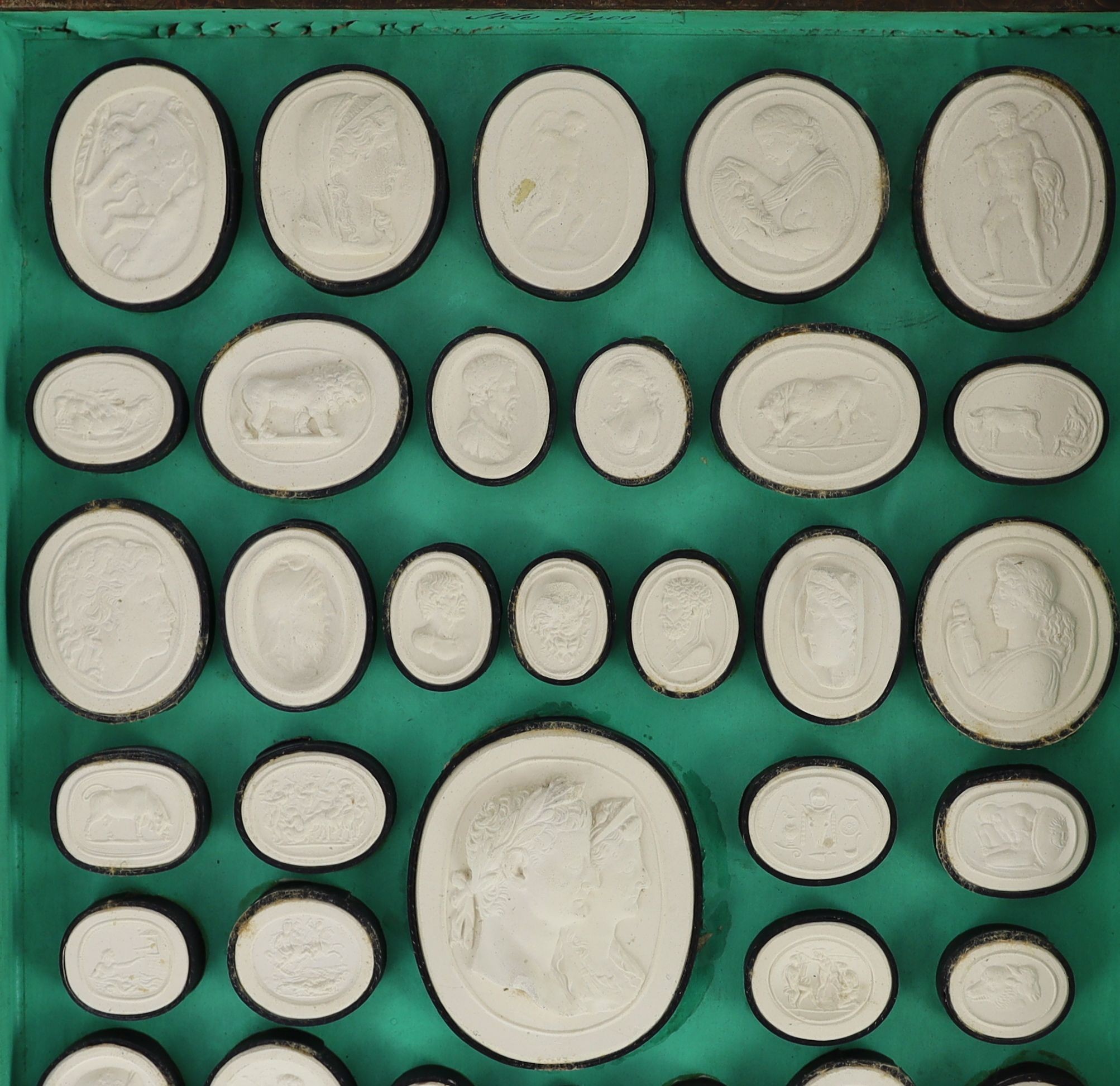 Pietro Paoletti (Italian 1801- 1847). A set of three leather bound volumes of Antique plaster gems, 34 x 24cm depth 5cm